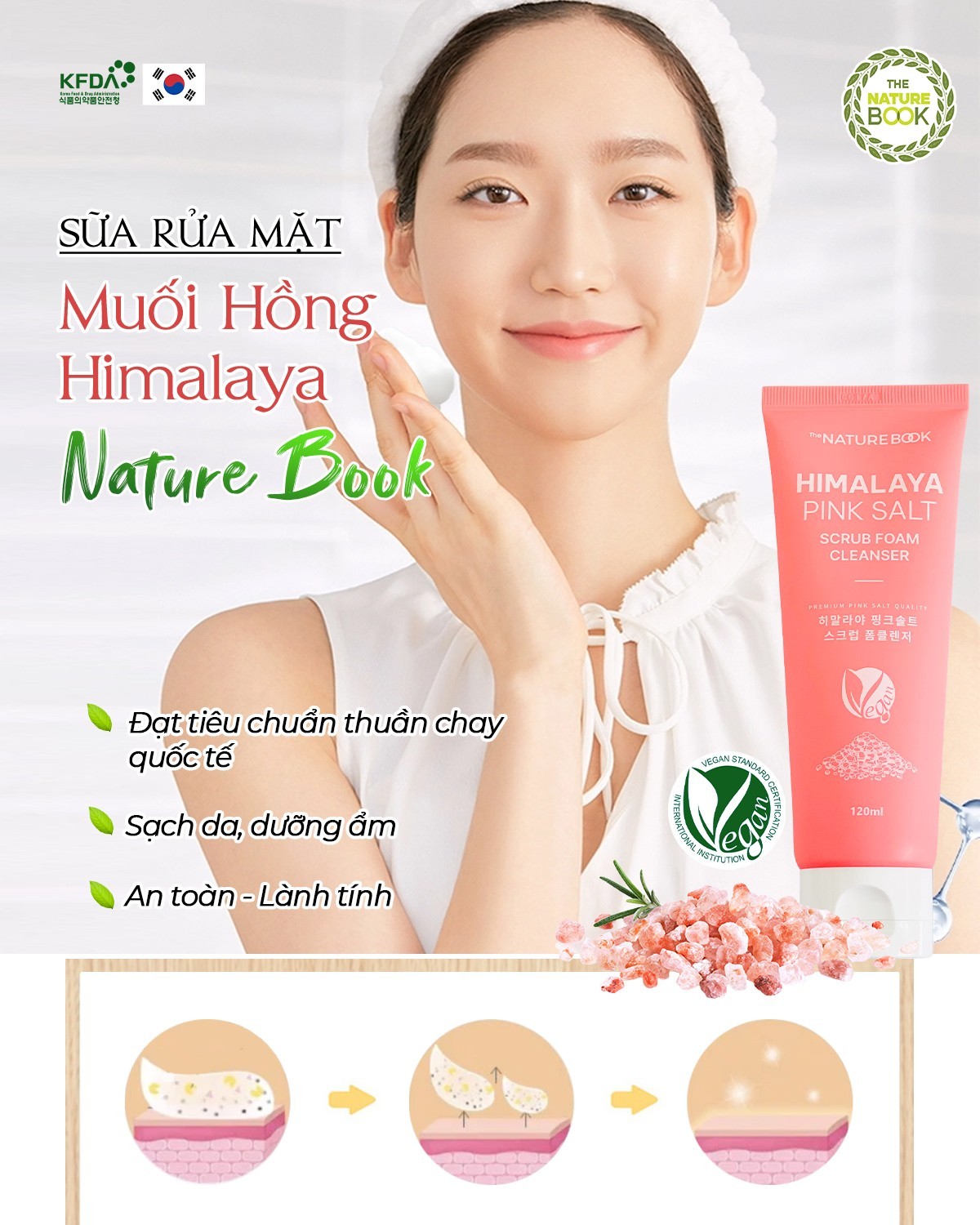 Sữa Rửa Mặt Muối Hồng Himalaya The Nature Book Hàn Quốc